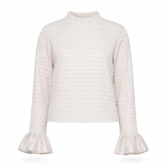 Front view of Asos Design Women's Beige Mock Neck Top, size 16