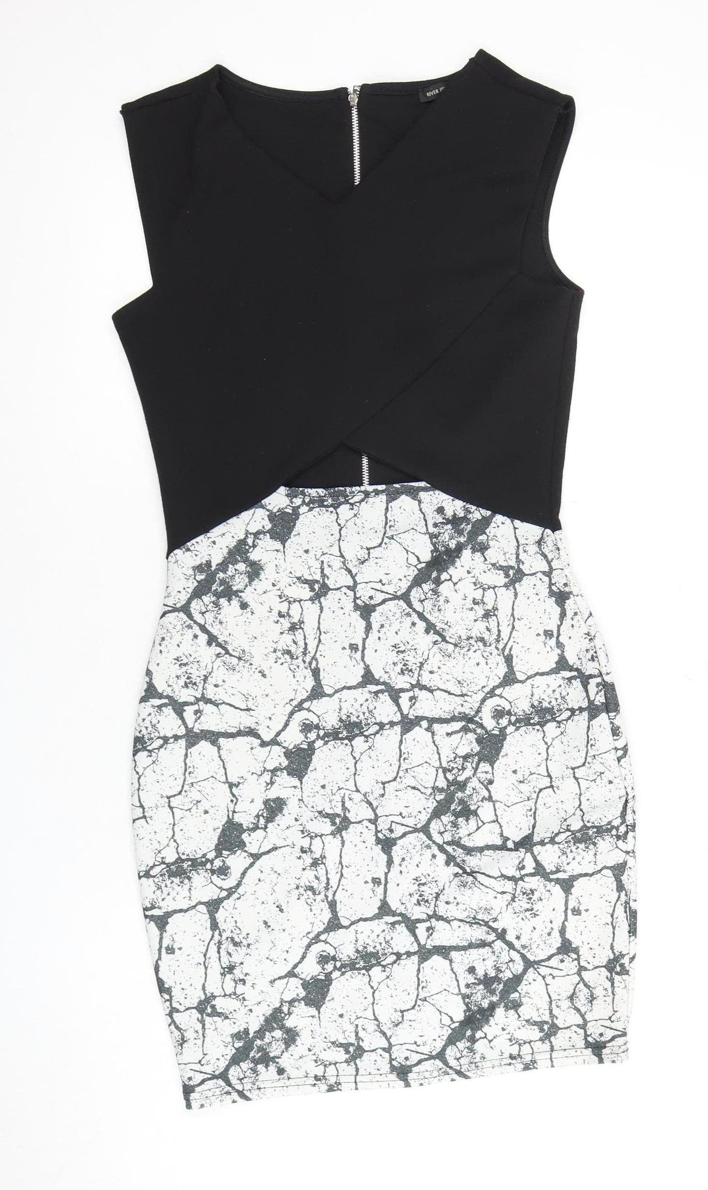 River Island Women’s Black & White Bodycon Dress Size 10