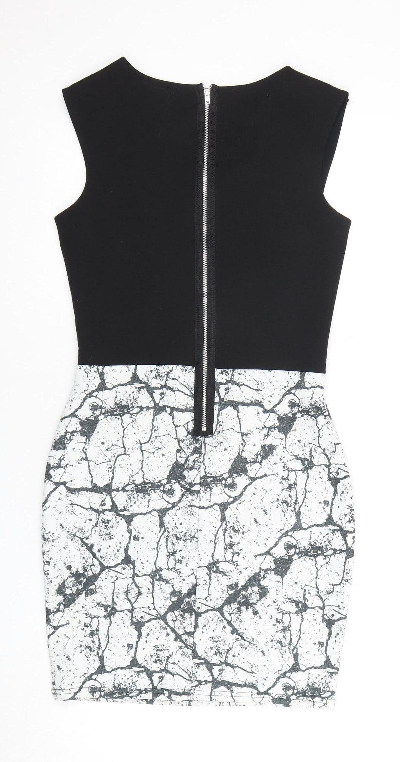 River Island Women’s Black & White Bodycon Dress Size 10