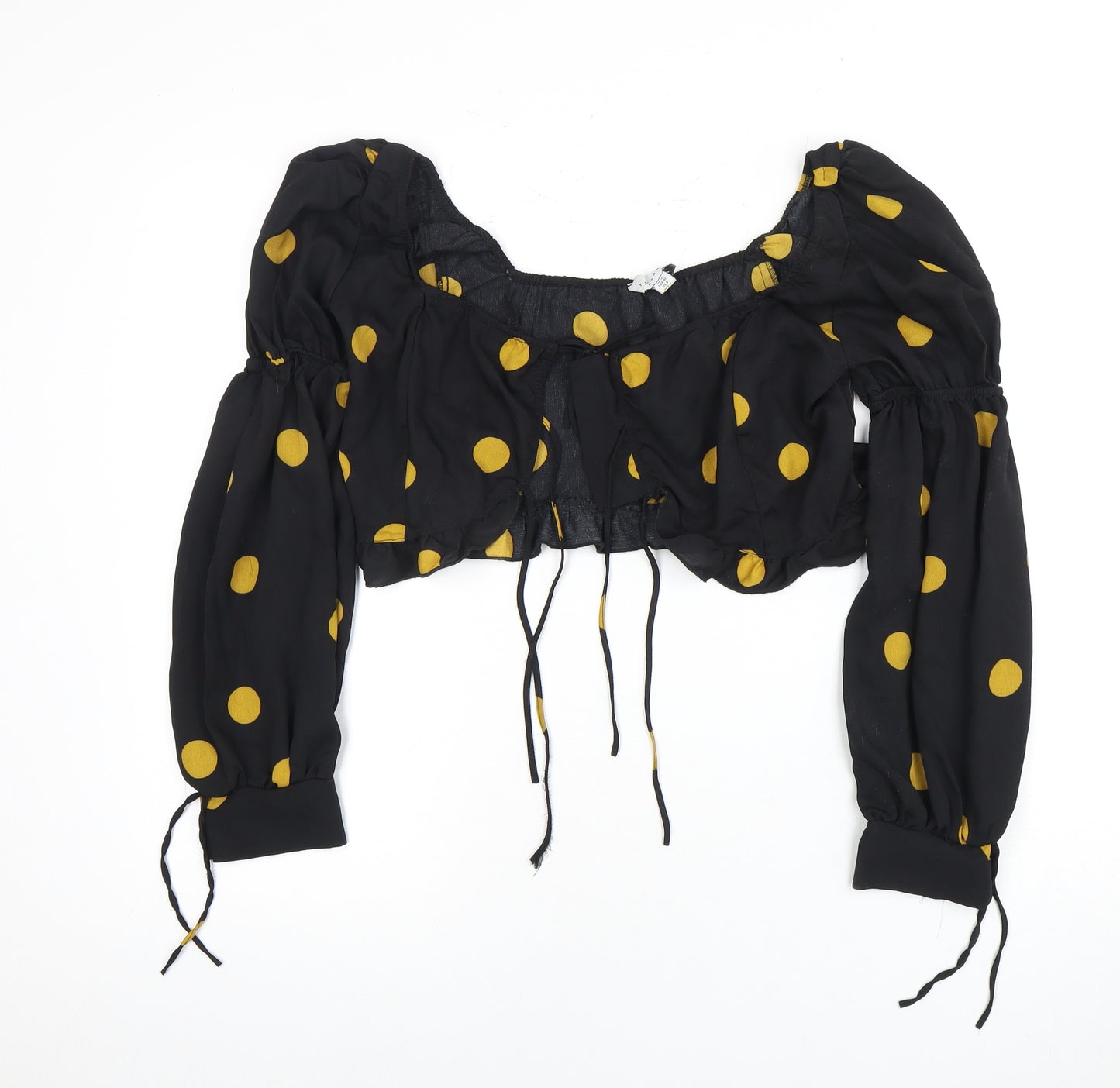 Topshop Women's Black Polka Dot Cropped Top Size 12