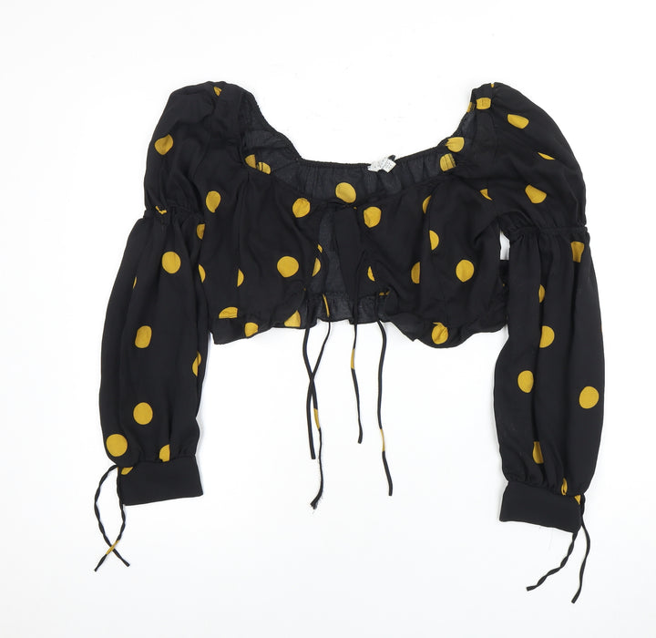 Topshop Women's Black Polka Dot Cropped Top Size 12