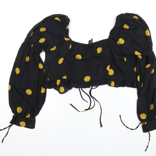 Topshop Women's Black Polka Dot Cropped Top Size 12