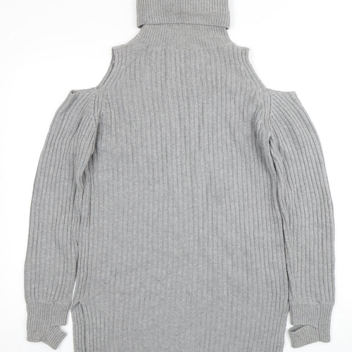 Sweaty Betty Women’s Grey Roll Neck Cold Shoulder Jumper M