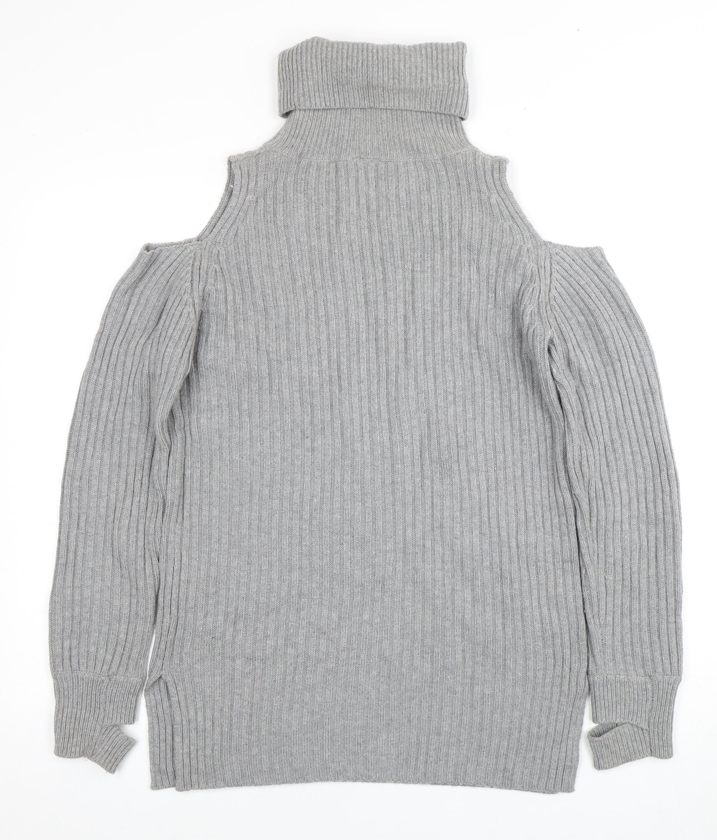 Sweaty Betty Women’s Grey Roll Neck Cold Shoulder Jumper M