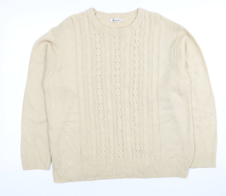 Berkertex Women's Beige Cable-Knit Pullover Jumper