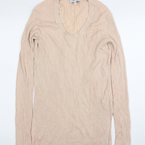 Another Stories Women's Beige V-Neck Knit Blouse M