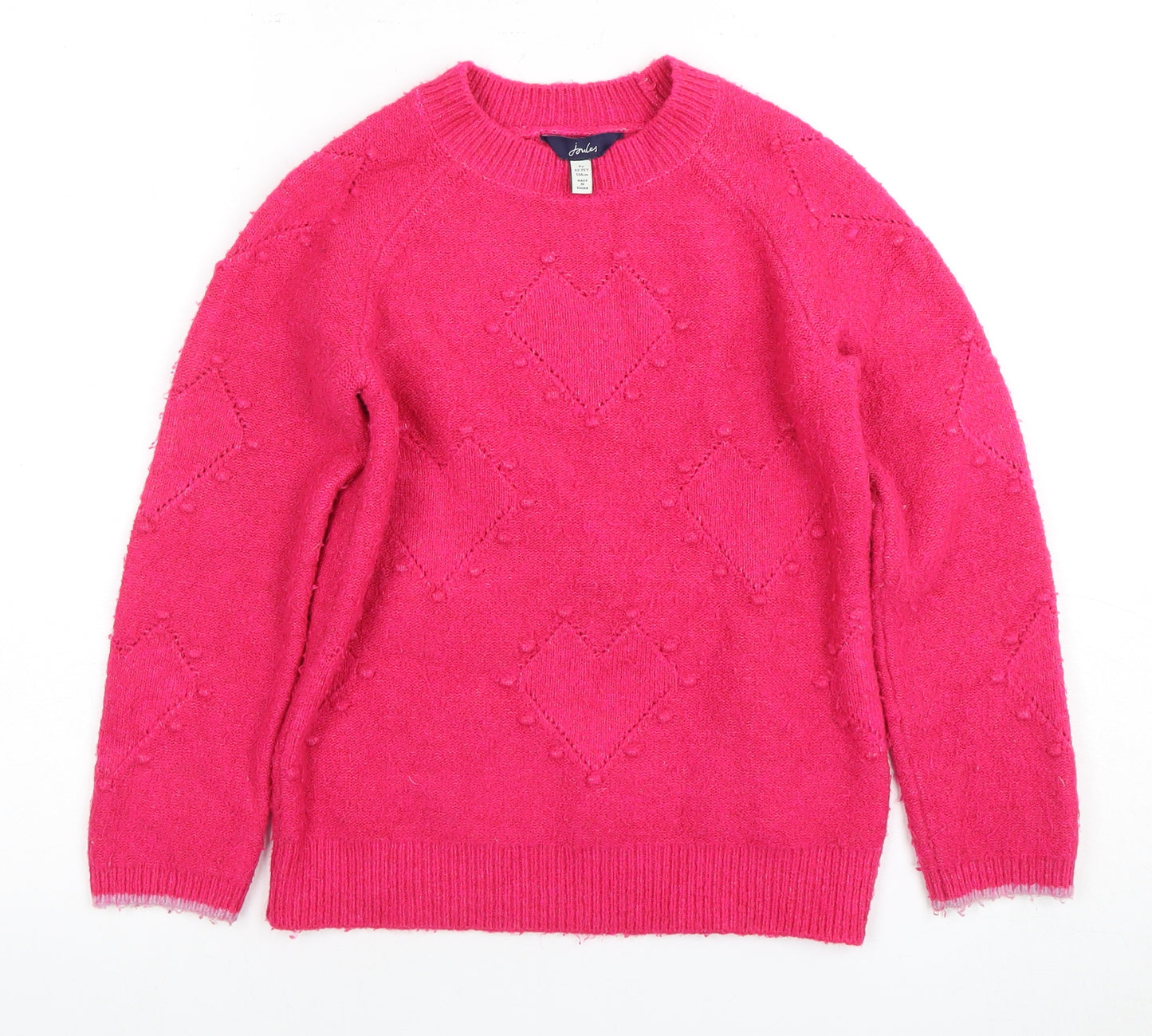 Joules Girls Pink Pullover Jumper, 9 Years, Crew Neck