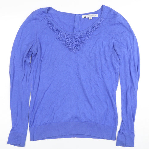 Crew Clothing Co. Women's Blue Henley Jumper Size 10