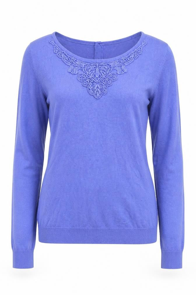 Front view of Crew Clothing Women's Blue Henley Jumper, size 10