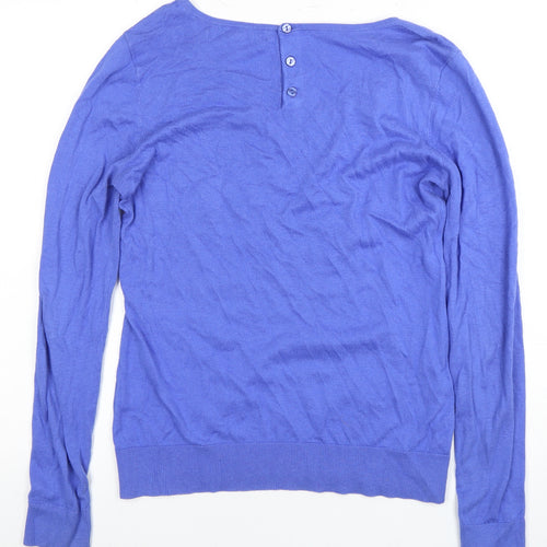 Crew Clothing Co. Women's Blue Henley Jumper Size 10