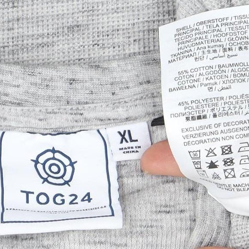 TOG24 Mens Grey XL Crew Neck T-Shirt, Short Sleeve