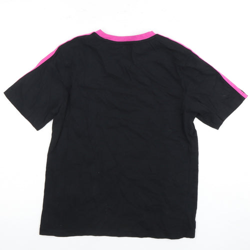 Adidas Girls Black T-Shirt 9-10Y Jersey with Pink Accents
