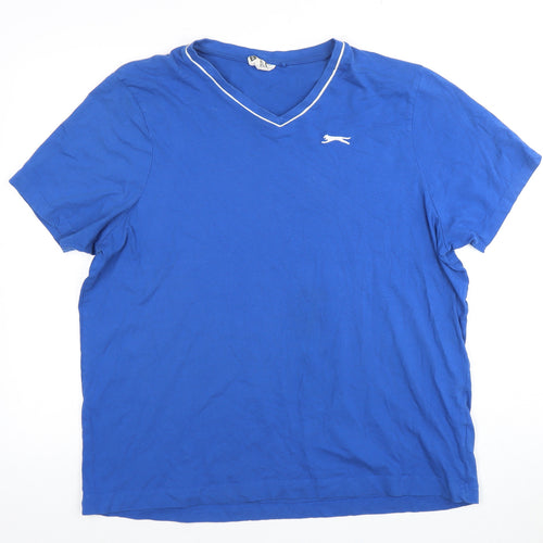 Slazenger Men's Blue V-Neck T-Shirt XL Logo
