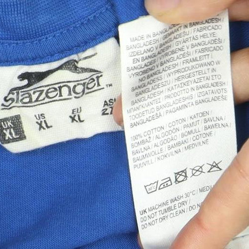 Slazenger Men's Blue V-Neck T-Shirt XL Logo