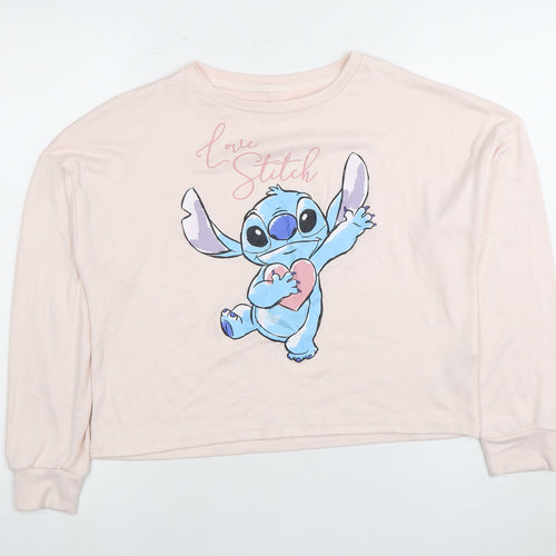 Disney Women's Pink Stitch Long Sleeve Pyjama Top S