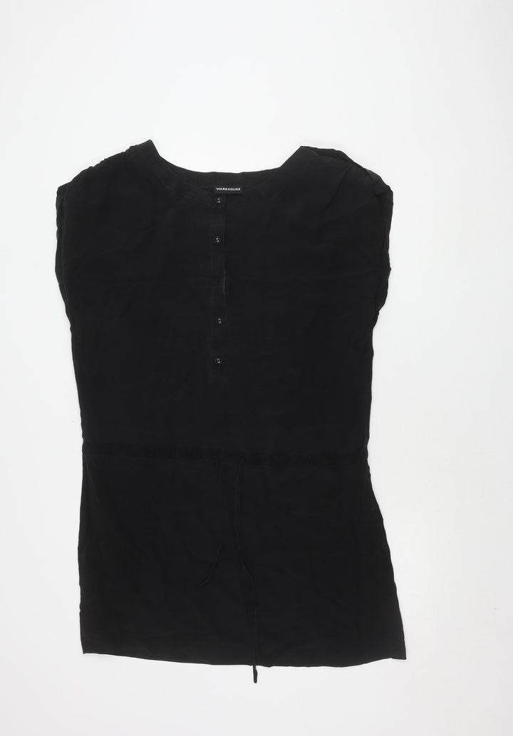 Warehouse Women's Black Silk Sleeveless Dress Size 14
