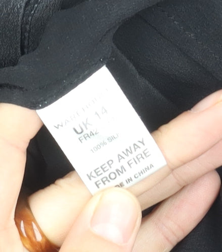 Warehouse Women's Black Silk Sleeveless Dress Size 14