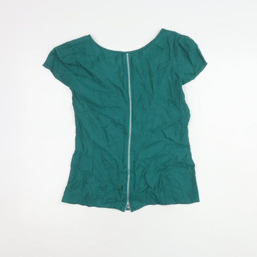 Oasis Green V-Neck Short Sleeve Women's Top