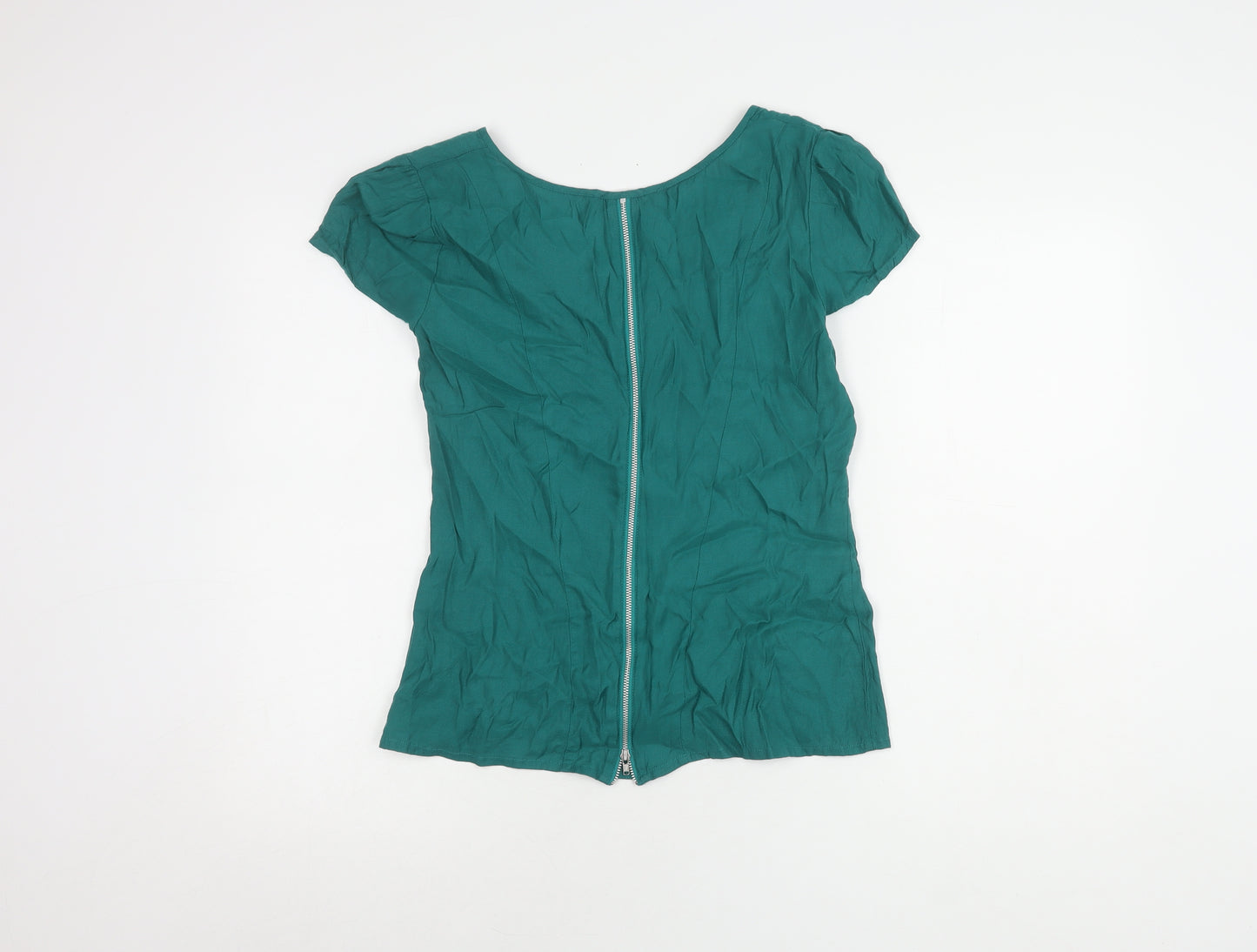 Oasis Green V-Neck Short Sleeve Women's Top