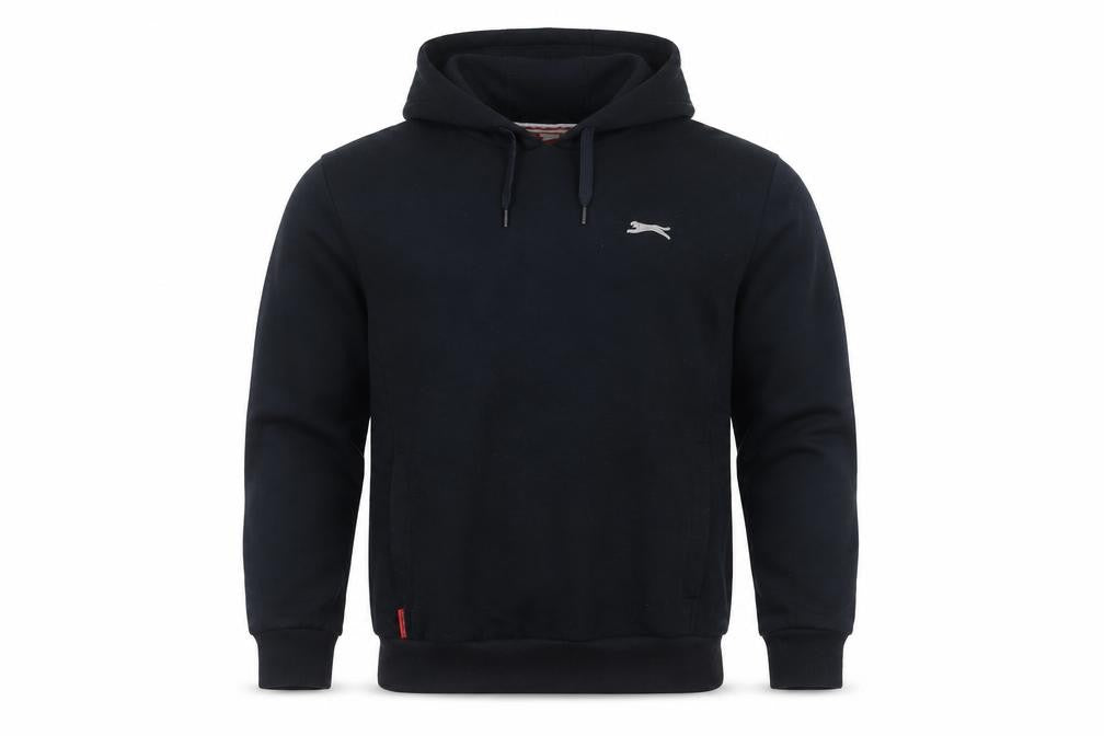 Front view of Slazenger Men's Black Hoodie M Pullover Cotton Blend