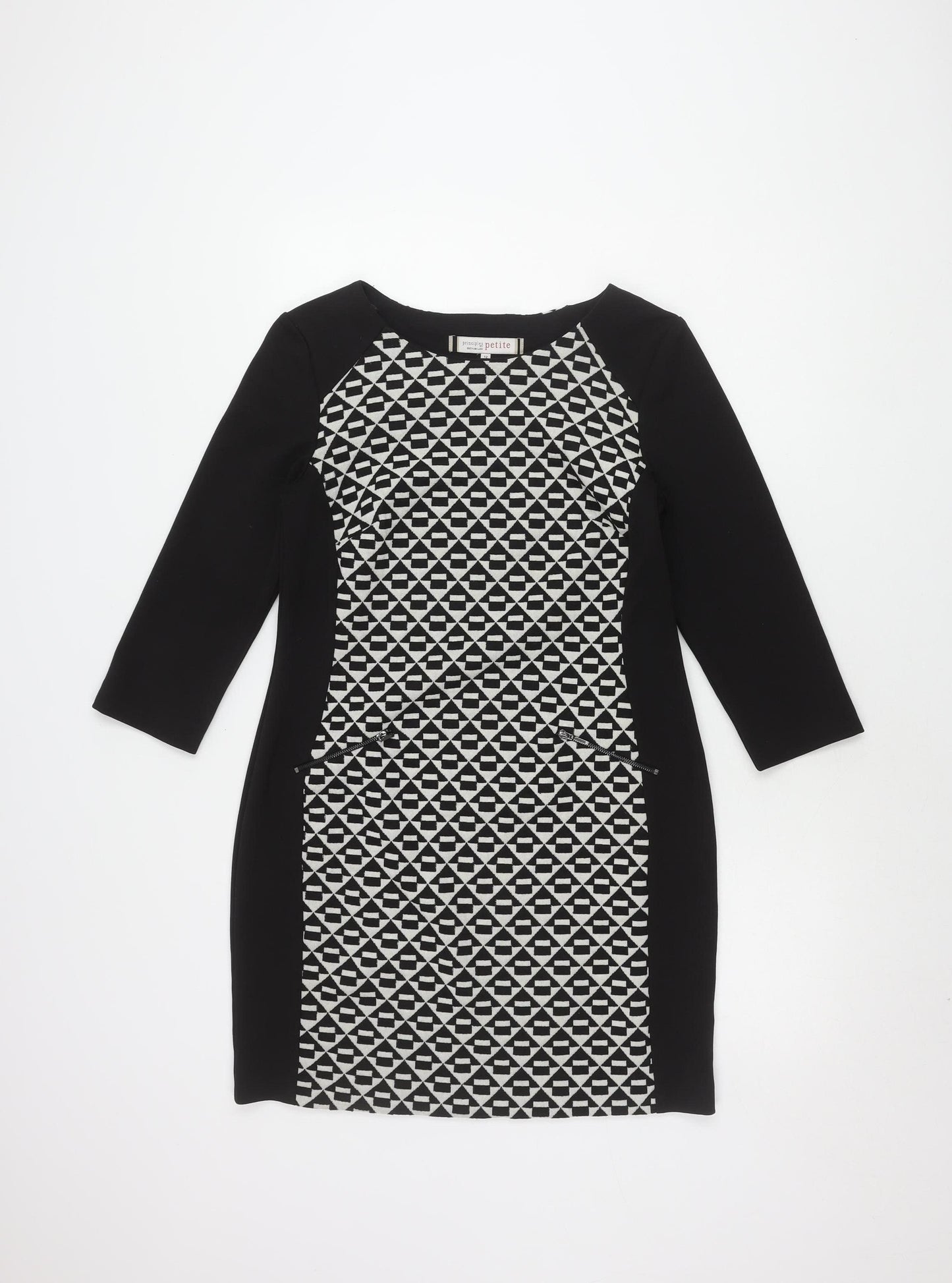 Principles Petite Black Geometric Sheath Dress, Size 12