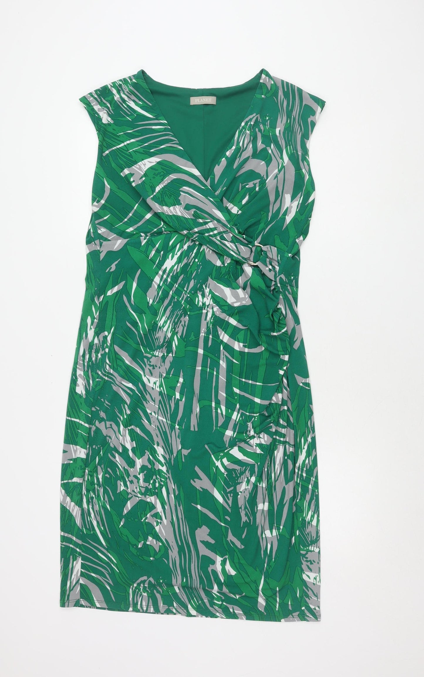 Planet Women's Green V-Neck Ruched Dress Size 12