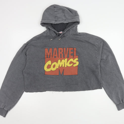 Marvel Unisex Grey Pullover Hoodie, Size M, Cotton Blend