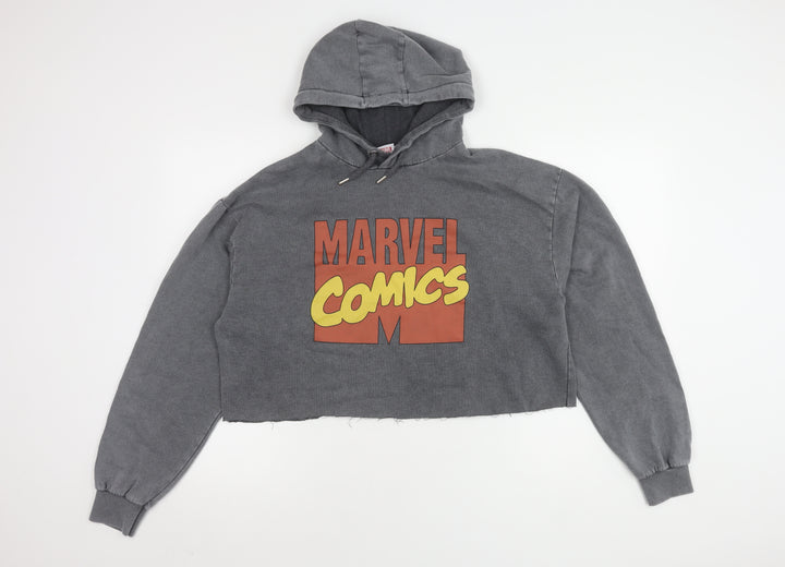 Marvel Unisex Grey Pullover Hoodie, Size M, Cotton Blend
