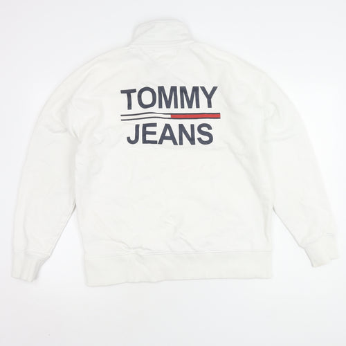 Tommy Jeans Men's White Sweatshirt S 1/2 Zip Logo