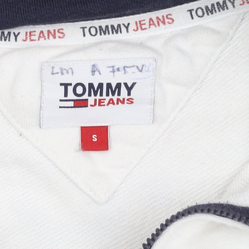 Tommy Jeans Men's White Sweatshirt S 1/2 Zip Logo