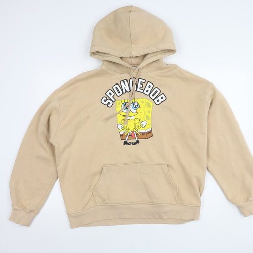 Bershka Unisex Beige SpongeBob Pullover Hoodie Size 12