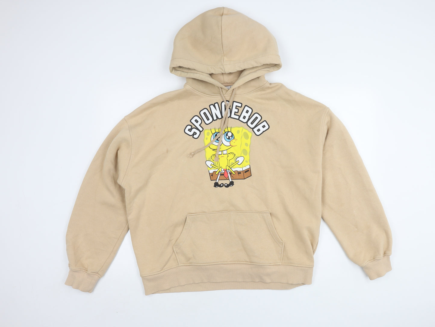 Bershka Unisex Beige SpongeBob Pullover Hoodie Size 12