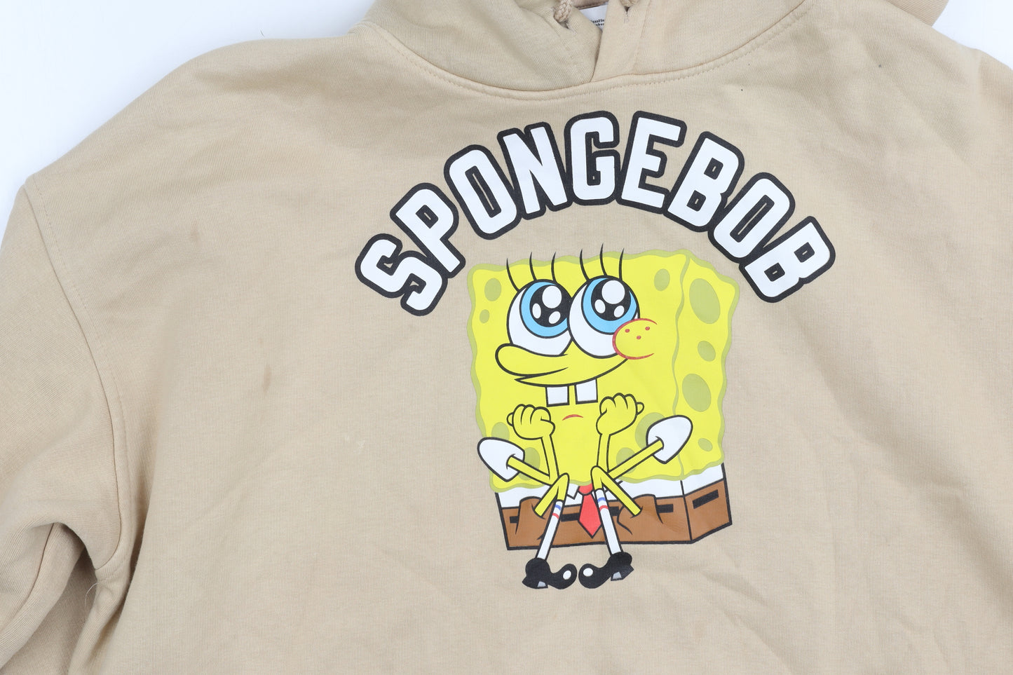 Bershka Unisex Beige SpongeBob Pullover Hoodie Size 12