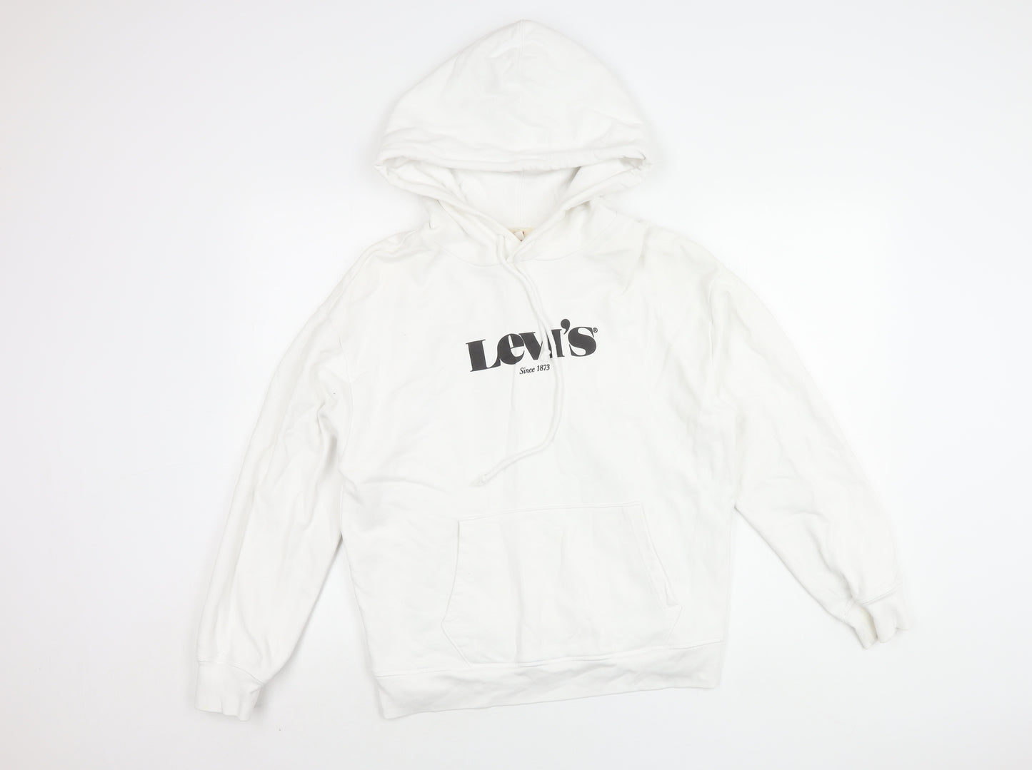 Levi's Men's White Hoodie M - Logo, Drawstring, Cotton