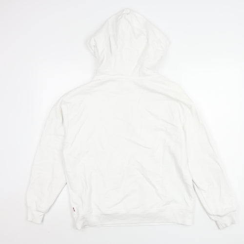 Levi's Men's White Hoodie M - Logo, Drawstring, Cotton