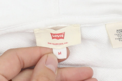 Levi's Men's White Hoodie M - Logo, Drawstring, Cotton