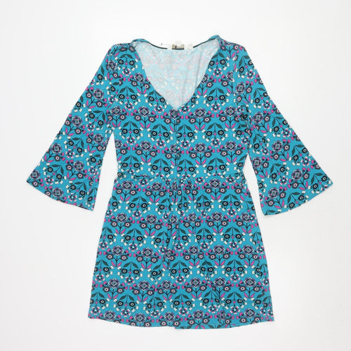 Boden Women's Blue Floral Bell Sleeve Dress, Size 6