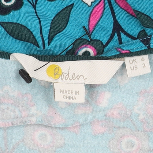 Boden Women's Blue Floral Bell Sleeve Dress, Size 6