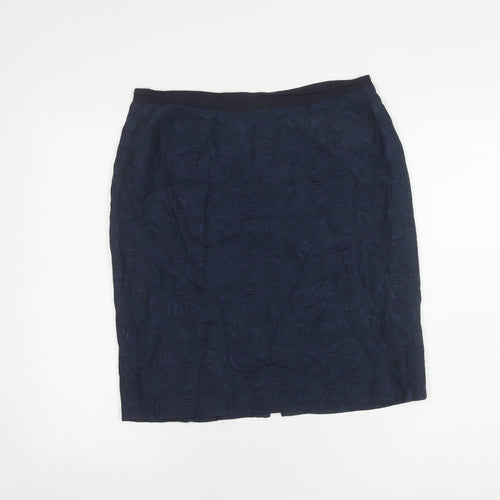 Jigsaw Women's Blue Silk Blend Floral Pencil Skirt
