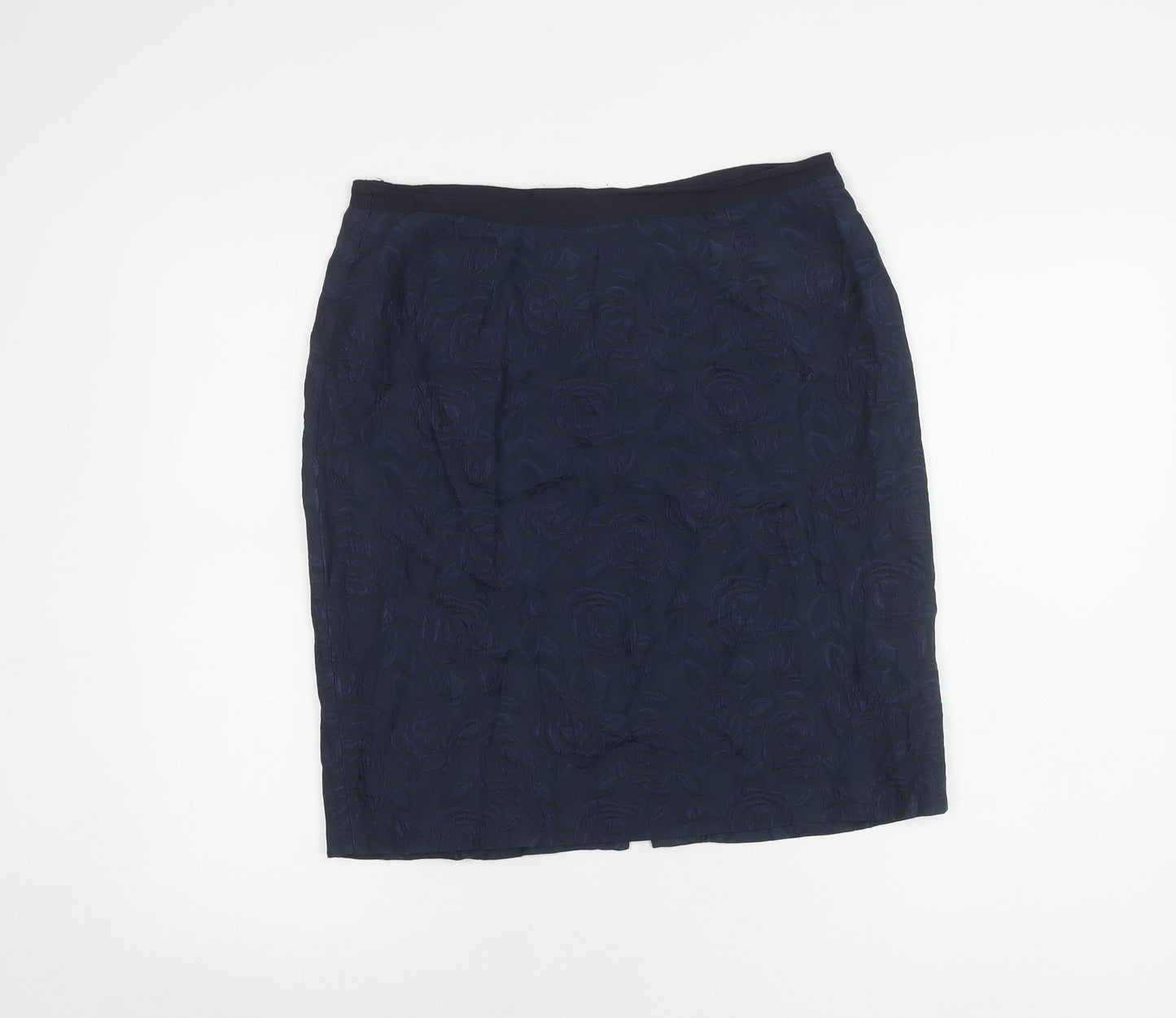 Jigsaw Women's Blue Silk Blend Floral Pencil Skirt
