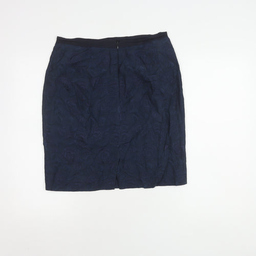Jigsaw Women's Blue Silk Blend Floral Pencil Skirt