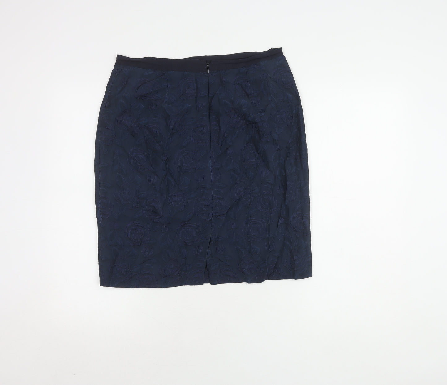Jigsaw Women's Blue Silk Blend Floral Pencil Skirt