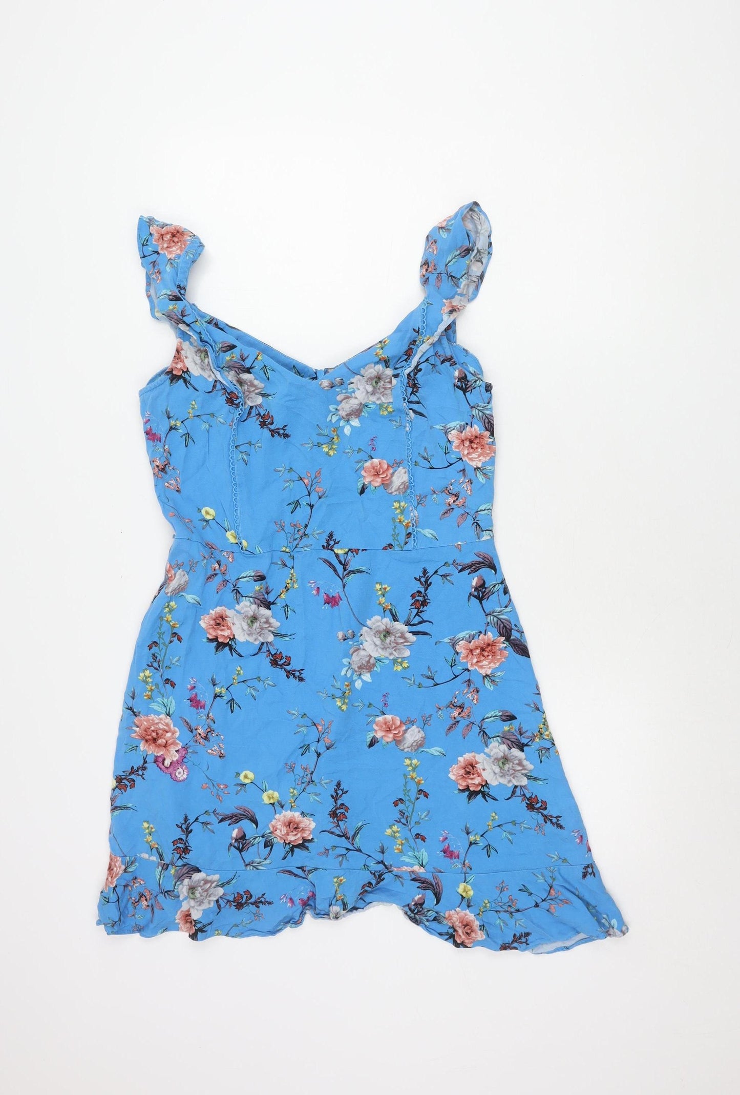 Oasis Women’s Blue Floral V-Neck Dress Size 12