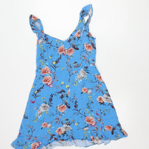 Oasis Women’s Blue Floral V-Neck Dress Size 12