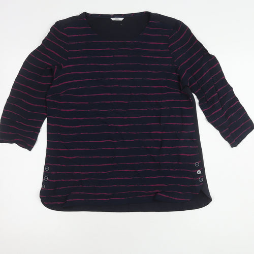 Dash Women's Blue Striped Blouse, Size 12, 3/4 Sleeve