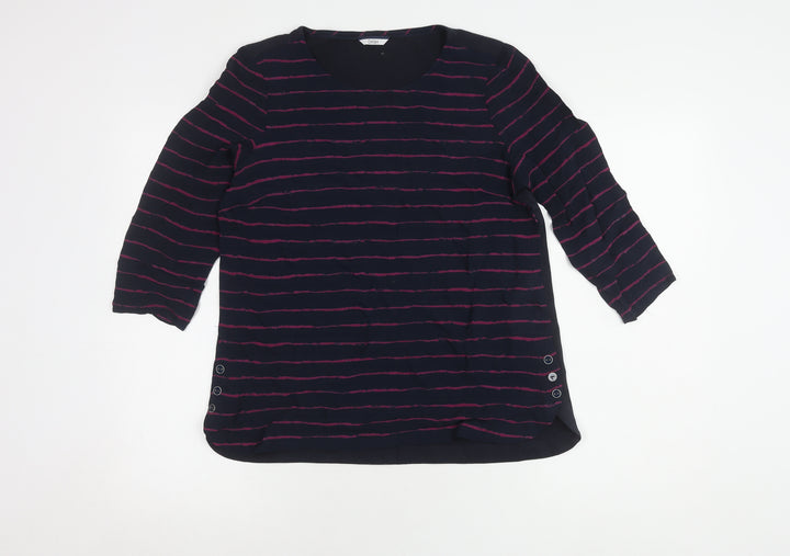 Dash Women's Blue Striped Blouse, Size 12, 3/4 Sleeve