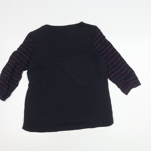 Dash Women's Blue Striped Blouse, Size 12, 3/4 Sleeve