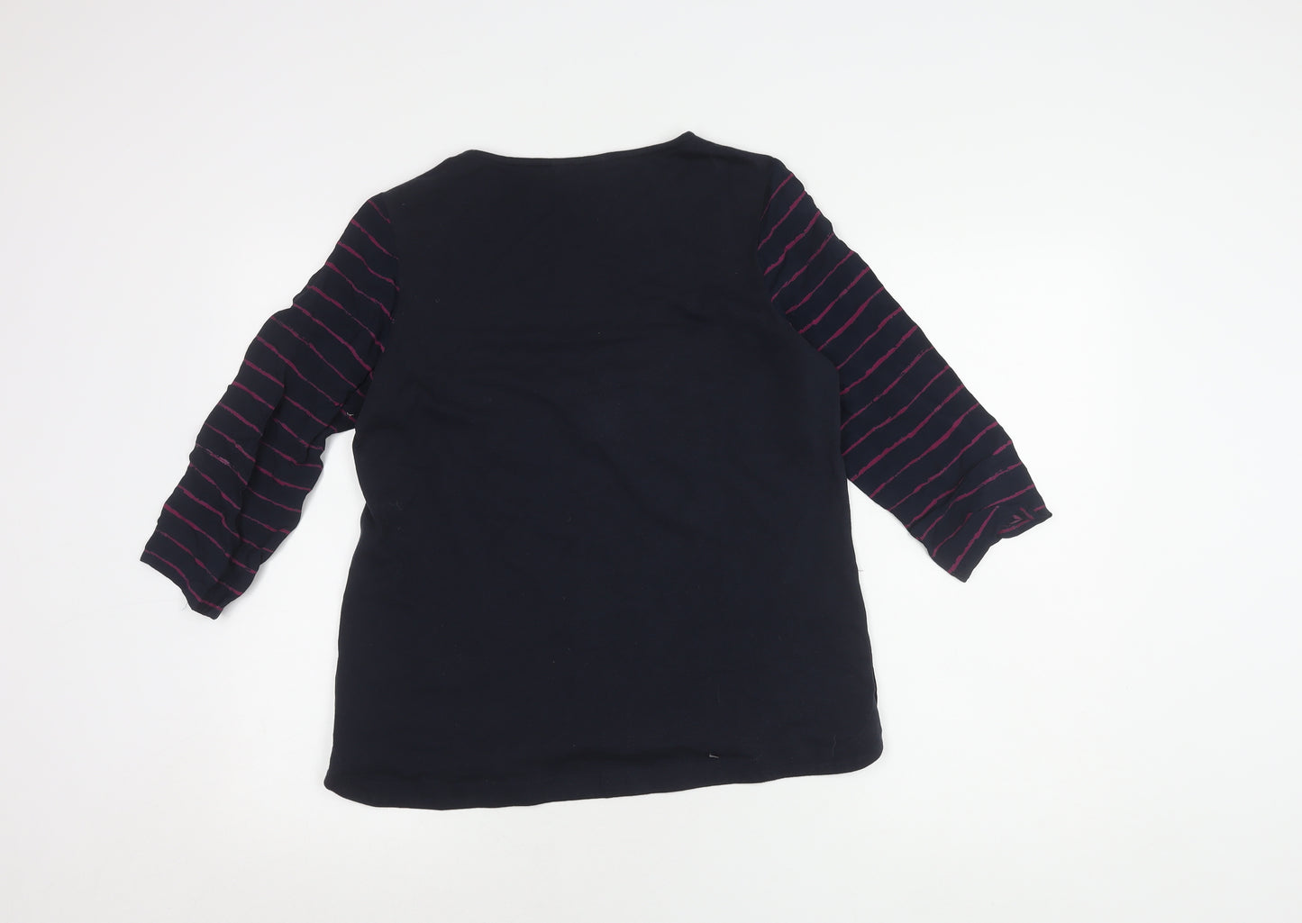 Dash Women's Blue Striped Blouse, Size 12, 3/4 Sleeve