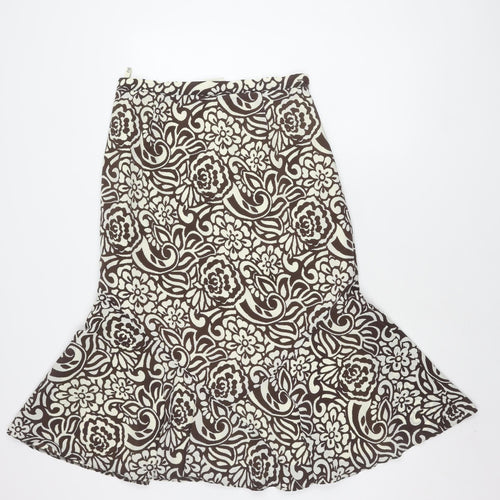 Eastex Women's Brown Floral Lined Zip Skirt - Size 12