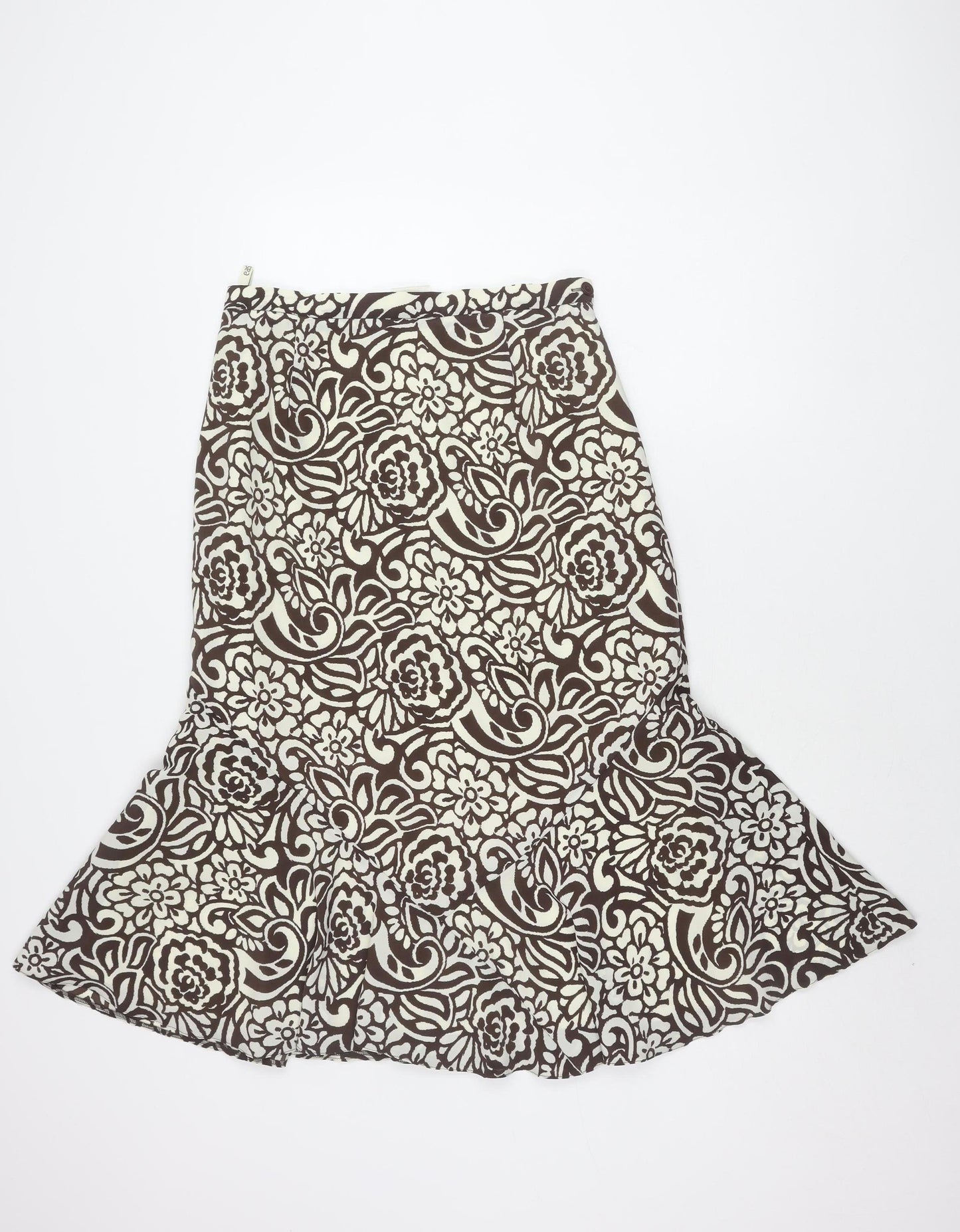 Eastex Women's Brown Floral Lined Zip Skirt - Size 12
